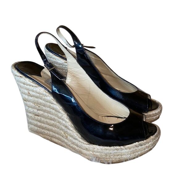 Jimmy Choo Patent Leather Espadrille Wedges 41 - Picture 2 of 13